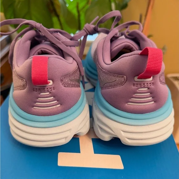 Hoka Bondi 8 Women Violet/Blue Running Shoes  7.5B WBDNI8 - Picture 6 of 12